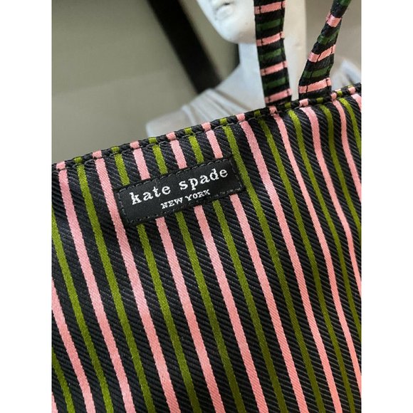 (Sold) VINTAGE Kate Spade Striped Mini Bucket Bag - Picture 3 of 9